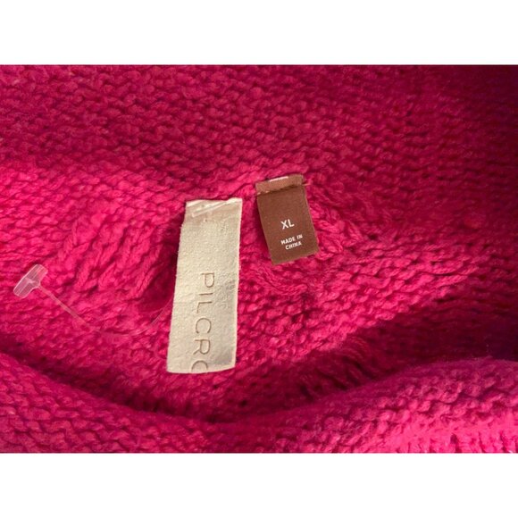 PILCRO Pink Cable Knit Sweater XL Chunky Mock Neck Oversized Cozy Boho Fall Wint - Picture 7 of 12